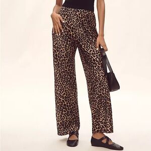 Reformation gale satin pants in leopard print